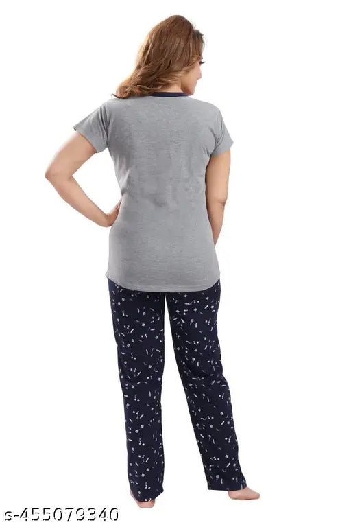 Printed hosiery night suit for women, stylish and comfortable above-knee length dress for various occasions