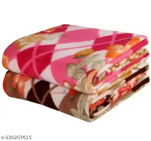 Soft, graceful fleece blanket, 210 thread count, free size (56in x 86in), Indian origin