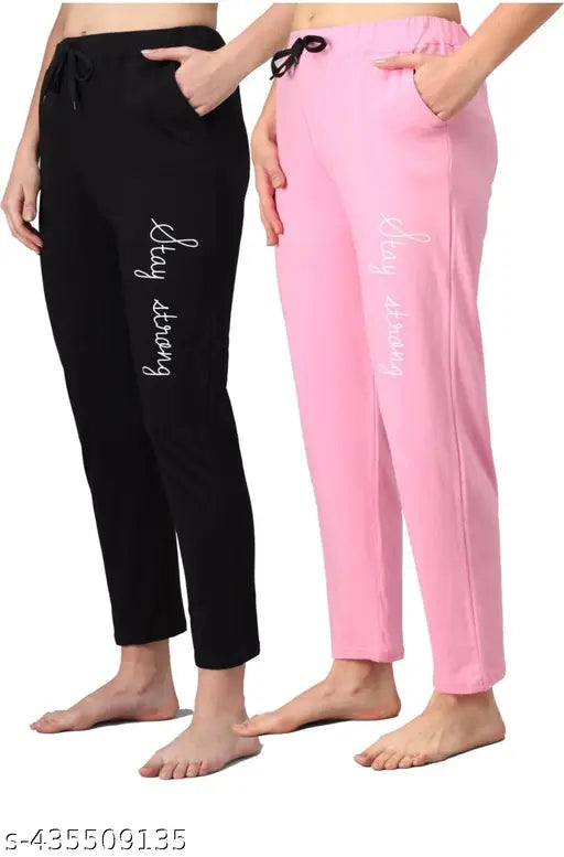 Trending women's lower rise lounge pants, black and pink