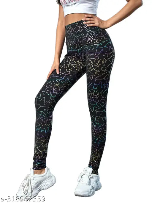 Printed lycra jeggings for women, size 32 (waist 32in, hip 36in, length 39in). Indian-made ladies' pants with floral or animal print design