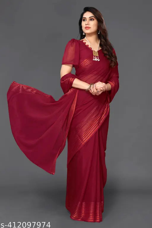 Chiffon saree fabric, solid pattern, single free size, Indian origin