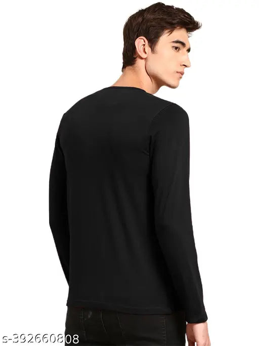 Solid cotton blend, long sleeve Henley full combo T-shirt pack of 2 for men, India origin