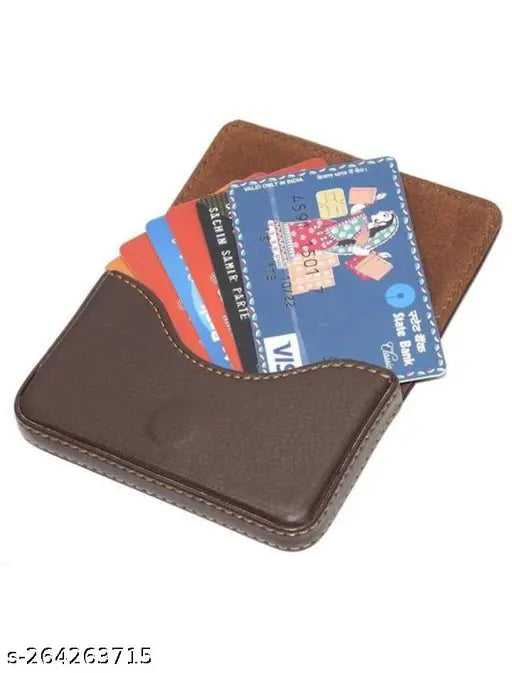 Solid leather HRF STAR Business Debit/Credit card holder, 2 compartments, free size (10cm x 7cm) - Indian-made accessory for professional organizing