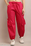 Stylish poplin cotton pants for women, solid pattern in poly blend fabric, sizes S-XXL, Made in India