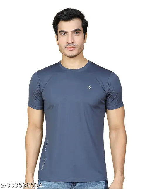SUPERSQUAD Men's Solid Round Multicolor Active Tshirts (Pack of 4)