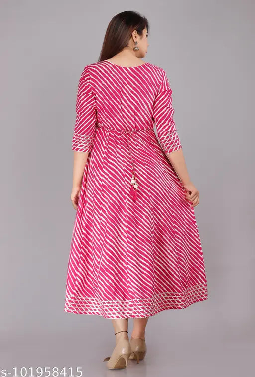 Rayon embroidered Anarkali gown, single-colored with yoke embroidery and laheriya print, suitable for S, M, L, XL, perfect for ethnic wear