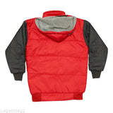 Red cotton hoodie with black drawstrings