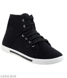 Black casual kids' sneakers with laces