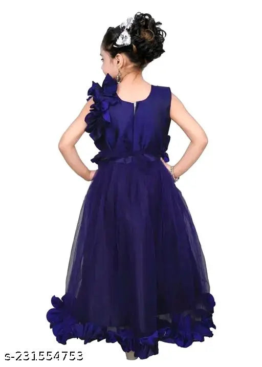 Silk and net ethnic gown dress for girls, round neck, extra flare, stylish and appealing