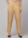 Solid silk women's formal pants, India-made luxury wear in S, M, L, XL, XXXL