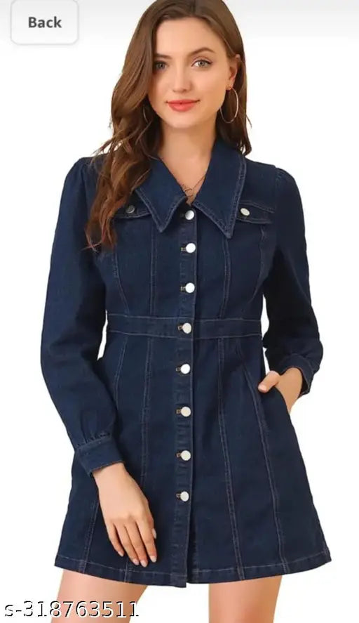 Solid denim, long sleeves, stylish 2-pocket denim jacket for women. XS-M sizes available