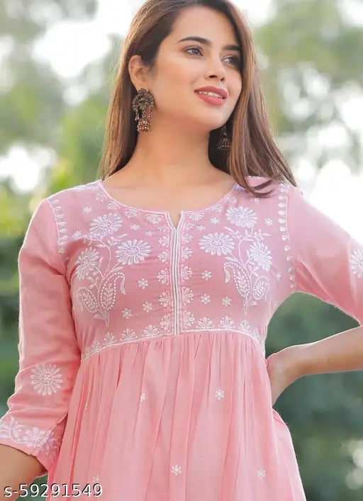 Pink embroidered Anarkali kameez womens traditional dress