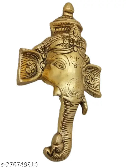 Metal Ganesh wall hanging, premium quality, 5"x8"x1.5", Indian-made, brings positivity to room decor