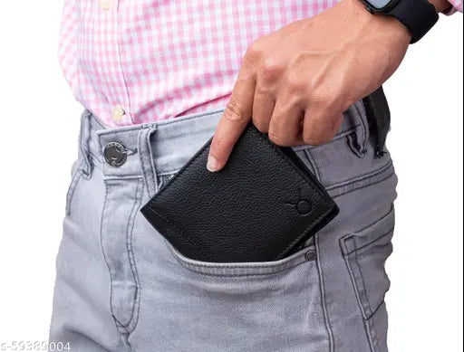 Hide Horn leather bi-fold mens wallet, solid brown design with RFID protection, features multiple compartments & zipper pockets for daily use