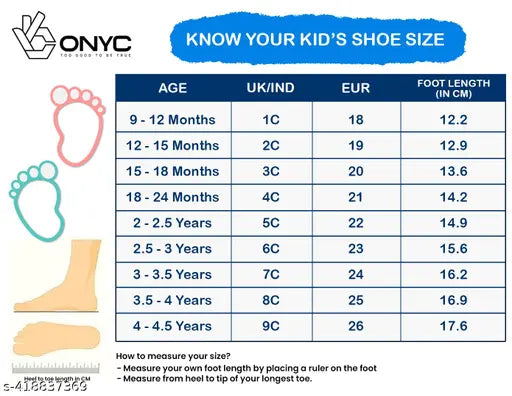 Sky blue, yellow boys', first step shoes age 9 - 12 months, EU foot size 36 - 44