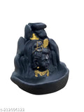 Polyresin Krishna-style incense holder, 12cm x 12cm x 10cm decorative backflow fountain waterfall showpiece with 10 cones