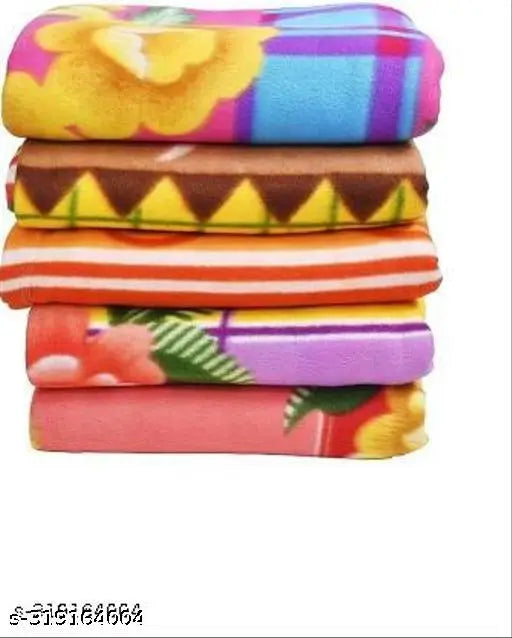 Soft fleece single bed blankets set of 5, cozy and warm, free size (90in x 60in), made in India