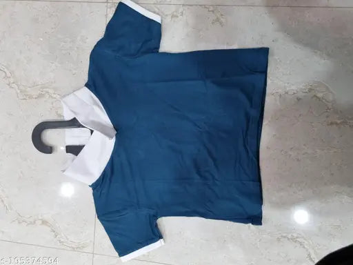 Indian-made polyester coller crop top for girls and women, solid color, free size (bust 34in, length 15in)