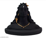 Black Adiyogi Shiva Idol Murti, resin, 9cm x 3.5cm x 2cm. Ideal for home office decor, car dashboard, and puja mandir. Perfect gift for all occasions. Made in India