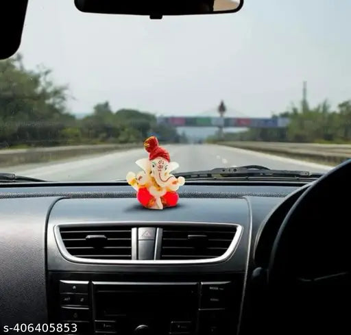 Multicolor resin Pagdi Ganesh idol, perfect for car dashboards and home decoration