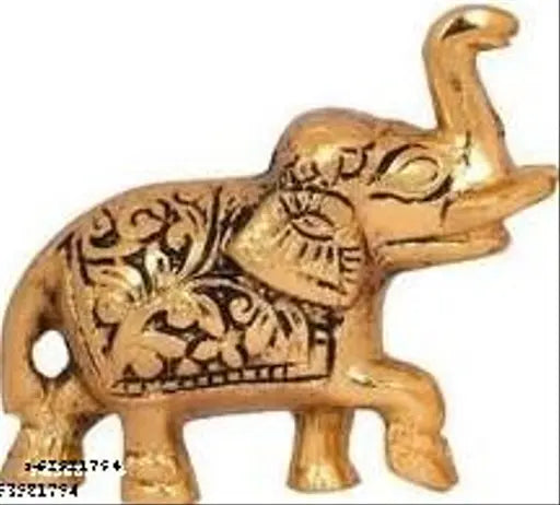 Gold-plated elephant statue, symbolizing wisdom & strength for home decor