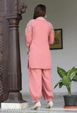 Rayon Jivika Sensational Women's Kurta Set with Patiala bottomwear, solid pattern, three-quarter sleeves, available in sizes M, L, XL, XXL. Indian handcrafted fashion wear on display