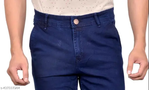Stylish latest denim slim fit stretch jeans (28-40), high-quality Dobby fabric, perfect for men's fashionable outfits, India origin