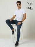 Blue jeans with a black belt loop
