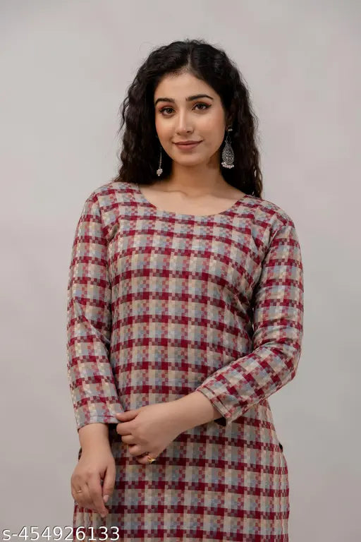 Red and black woolen kurta