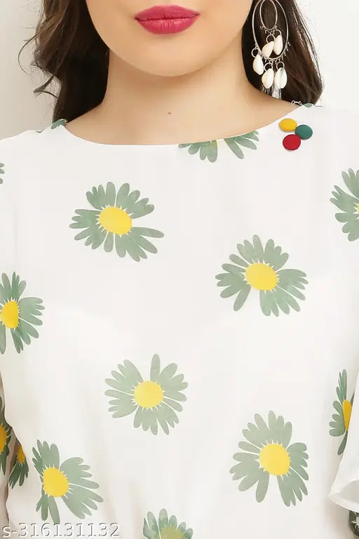 Georgette short-sleeved printed top by Jugly Girls, premium Indo-western designer women's wear