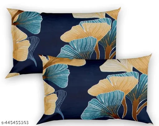 Cotton botanical-print double bedsheet & pillow covers set, snug fit for summer - Gravia Homes