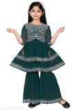 Embroidered cotton silk palazzo set for kids, ALEYA dresses, TOP & BOTTOM sizes 4-5yrs - 10-11yrs. Indian fashion