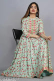 C Green women rayon printed kurti