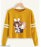 Printed cotton blend long-sleeve tunics for women, S, M, L, XL, XXL - Anmol Fashion, Anime design