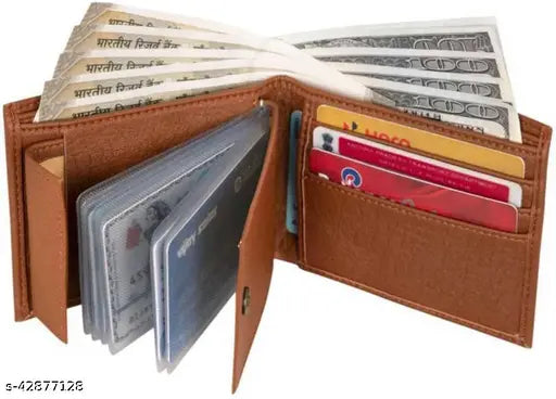 Tan synthetic men's wallet by Heneda Boys, features 2 compartments, solid design, free size (L: 9cm, W: 3cm), made in India