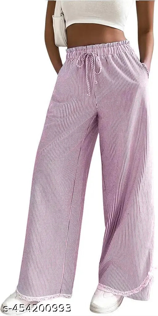 Pink striped wide-leg pants