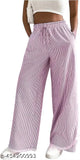 Pink striped wide-leg pants
