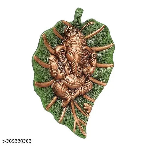 Metal Ganesh Ji On Pan Patta Wall Hanging, Vastu decor for home, traditional Indian artistry