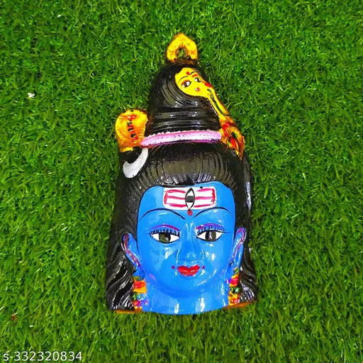 Hanging ceramic Shiva face, colorful, 8 inch