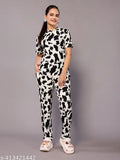 Printed net polycotton nightsuit set for women, Inaaya adorable sleepwear available in S-XL sizes