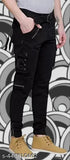 Black cargo pants with multiple pockets, black belt loops