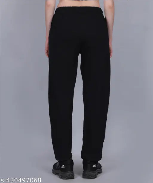 Trendy black cotton women's jogging pants