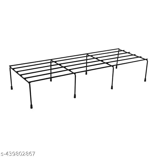 Black metal planter stand, pack of 4 for indoor/outdoor plants. Chambray net, 24 inches tall. Ideal for home office or garden balcony living room