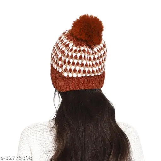 Black winter knit beanie with fur lining, men's and women's caps