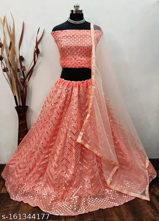 Exquisite, flared Indo Western party lehenga with fancy beads & stones - high-quality net fabric, perfect for festive celebrations and events