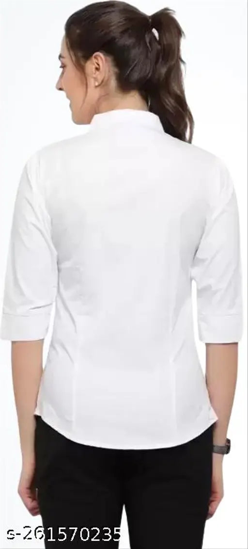 Black crepe women's three-quarter sleeve solid shirts, under $199, size S-XXL from India