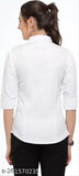 Black crepe women's three-quarter sleeve solid shirts, under $199, size S-XXL from India