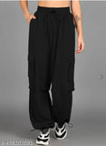 Black four-pocket trousers for women