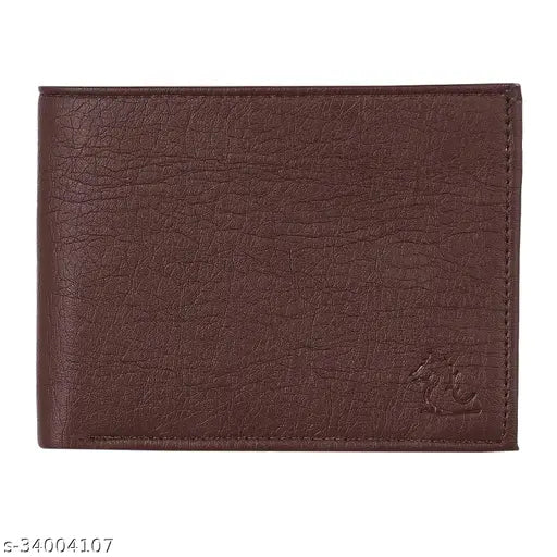 Brown PU men's stylish formal wallet with 2 compartments, ideal for everyday use and special occasions. Solid design, matte finish, and stitching detail. Great gift choice for birthdays, festivals, or anniversaries - made in India