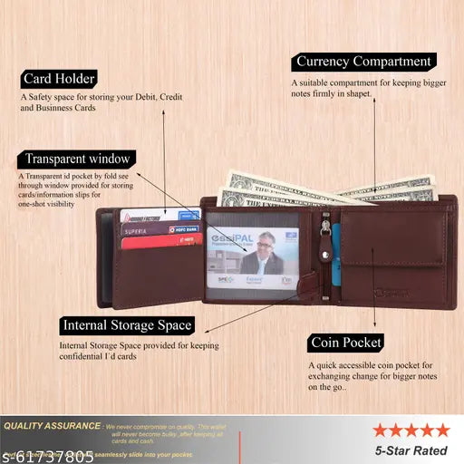 Solid leather men's gift set: urban leather wallet & belt combo, 5 compartments, RFID protection, free size